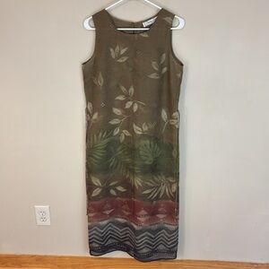 Vintage  90s Christy Lyn Sleeveless  Olive Ombre’ Maxi Dress